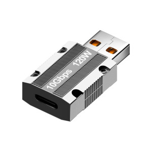 Adaptateur droit en alliage de zinc mâle 120 W Type-C femelle vers USB 3.0 (argent) SH701A8-20